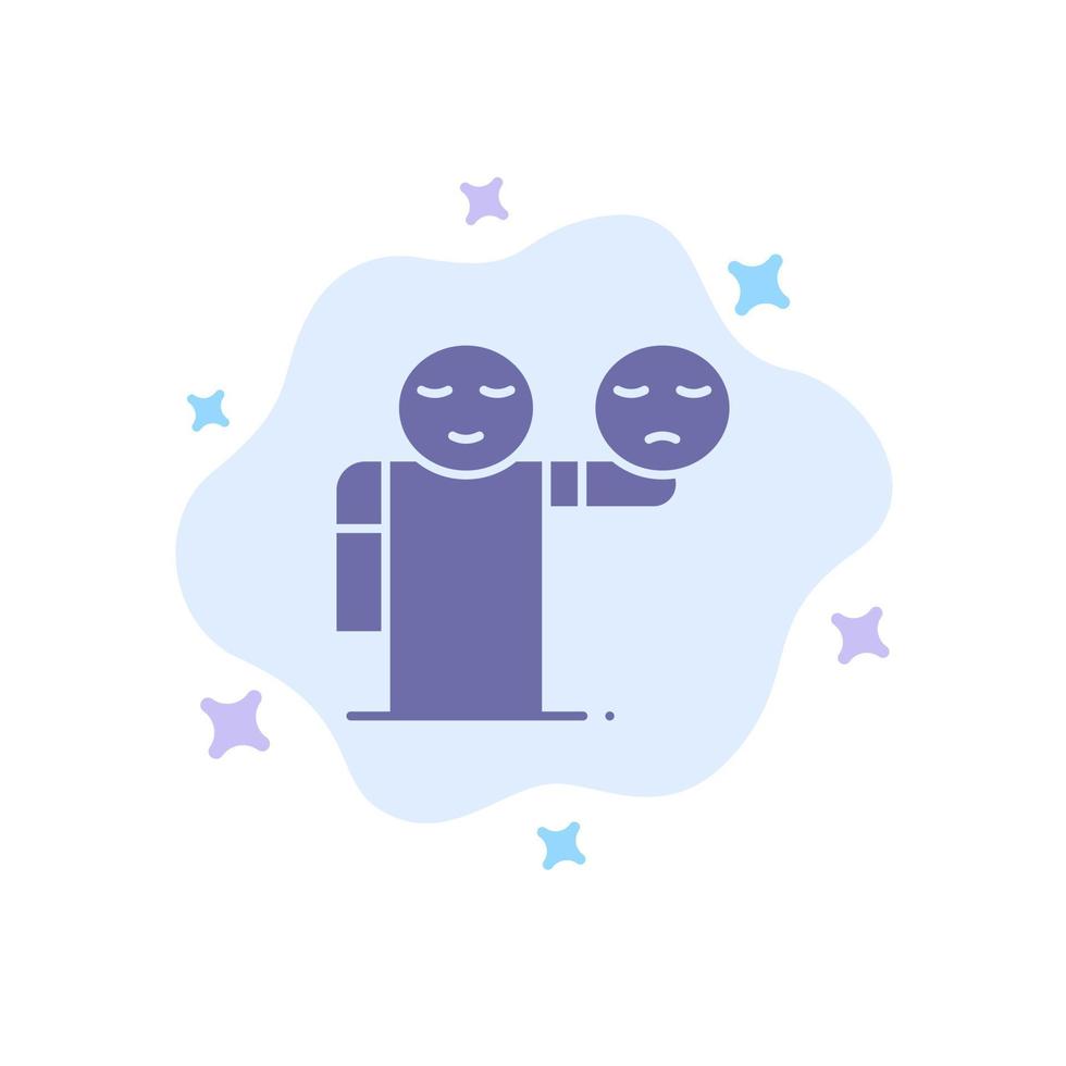 Man Hand Emojis Healthcare Blue Icon on Abstract Cloud Background vector
