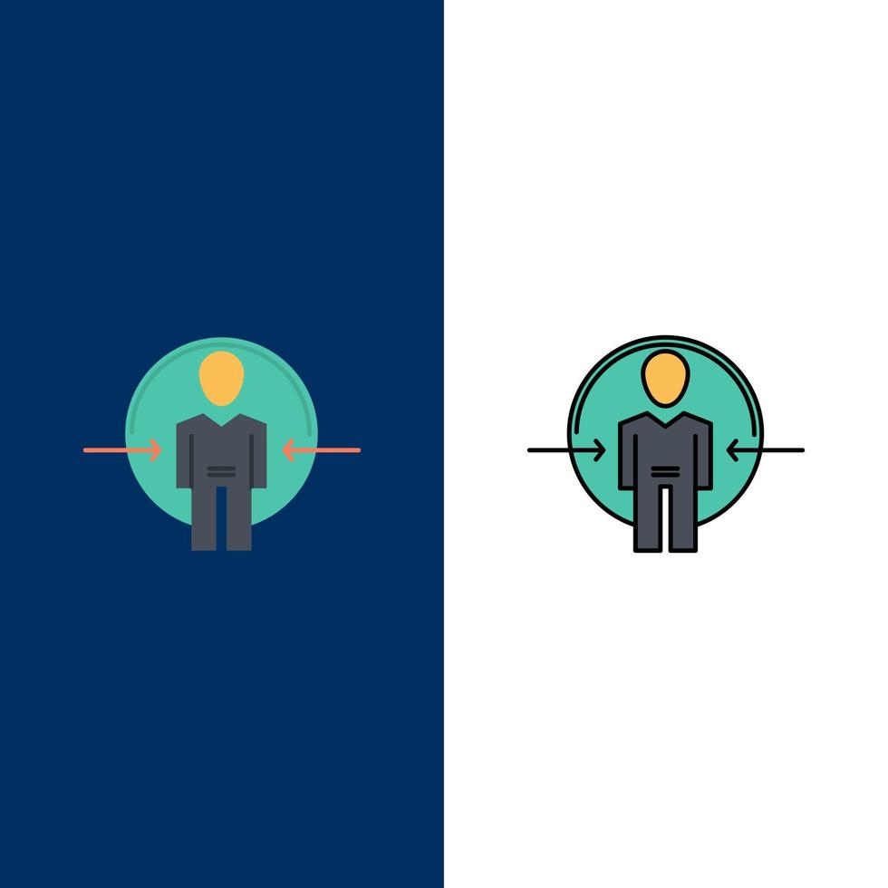 Man User Login Id Identity  Icons Flat and Line Filled Icon Set Vector Blue Background