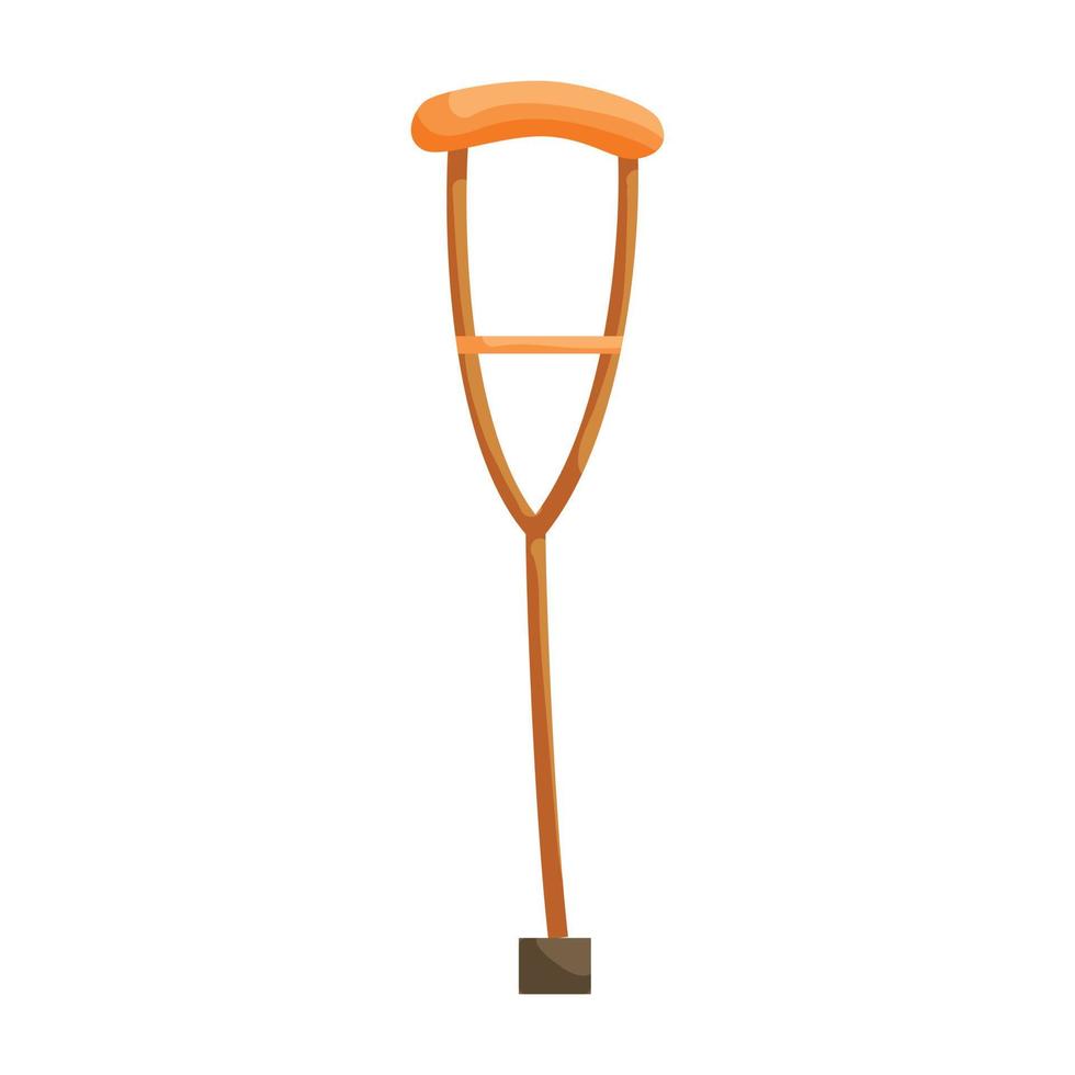 Wooden crutch icon, cartoon style vector