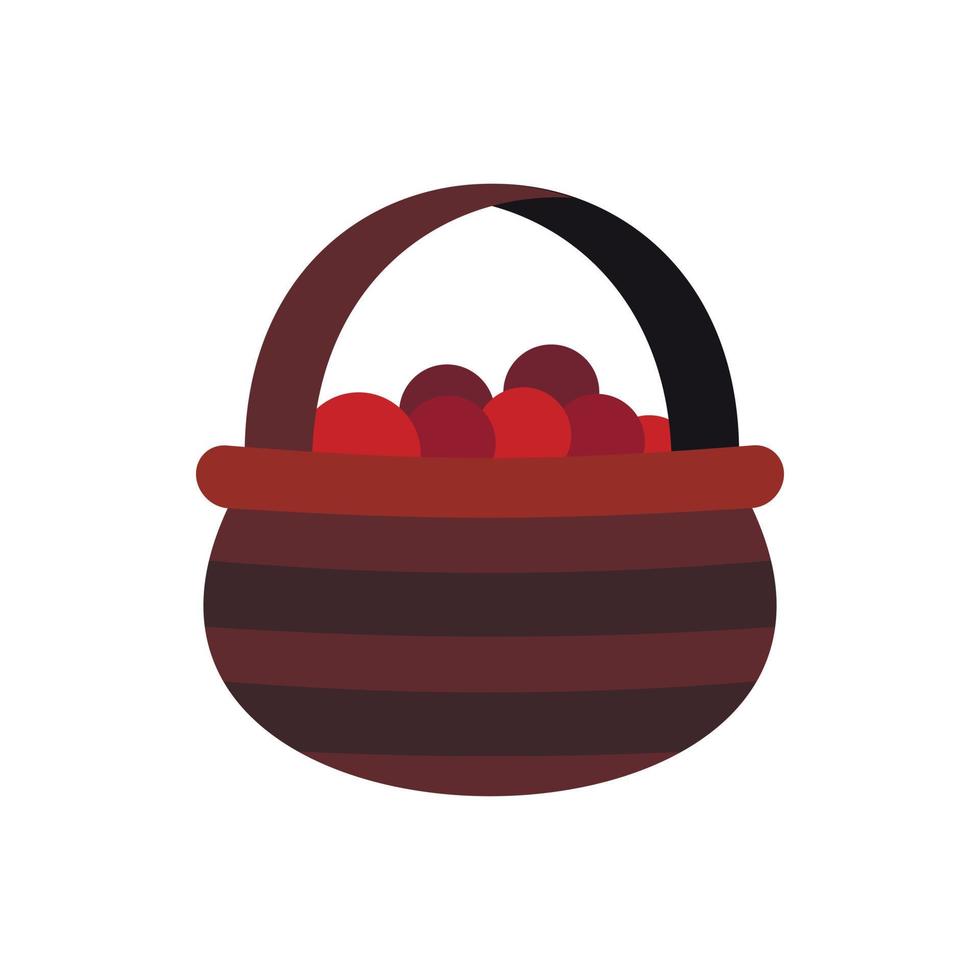 Basket of berries icon, flat style vector