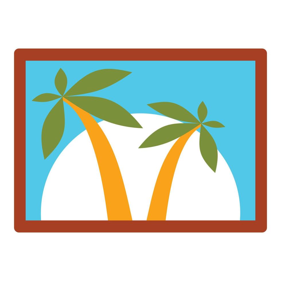 Island wall picture icon, flat style vector
