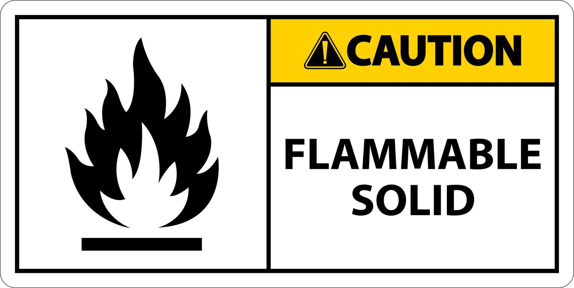Caution Hazardous Signs Flammable Solid On White Background vector