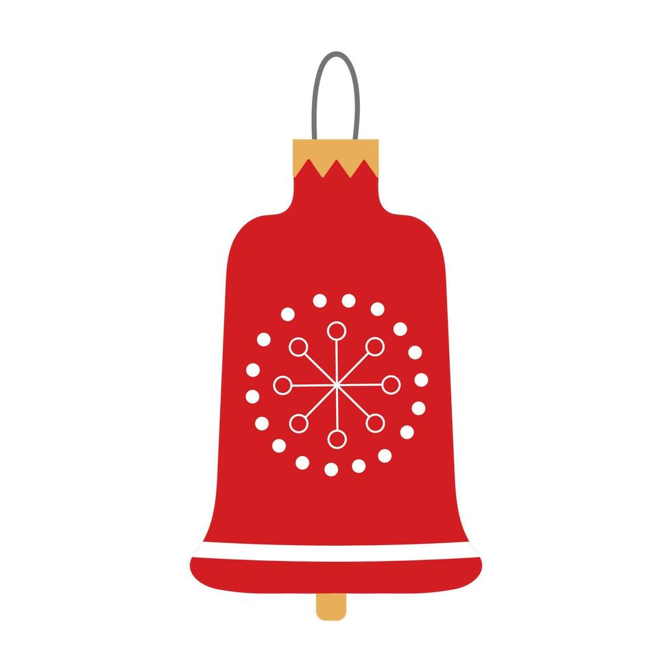 campana roja como decoración en el árbol de navidad. imagen vectorial aislada para el diseño navideño festivo vector