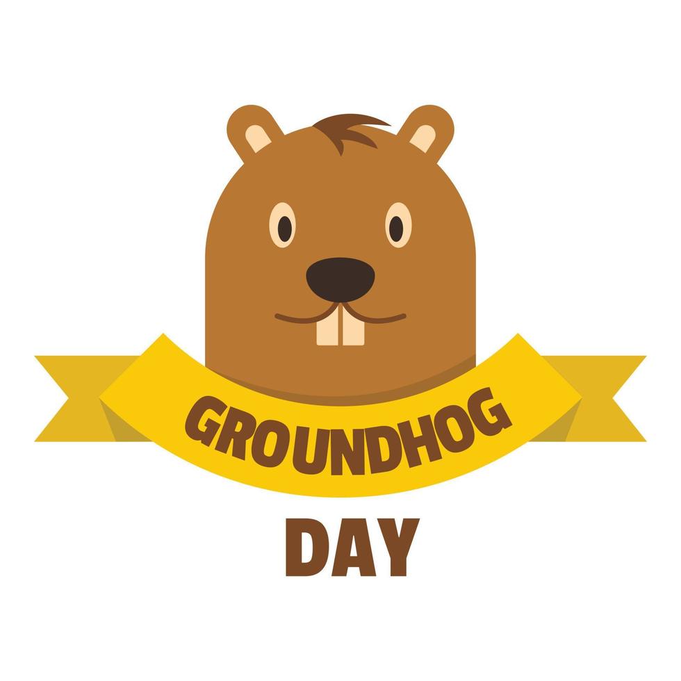 Groundhog day icon, flat style vector