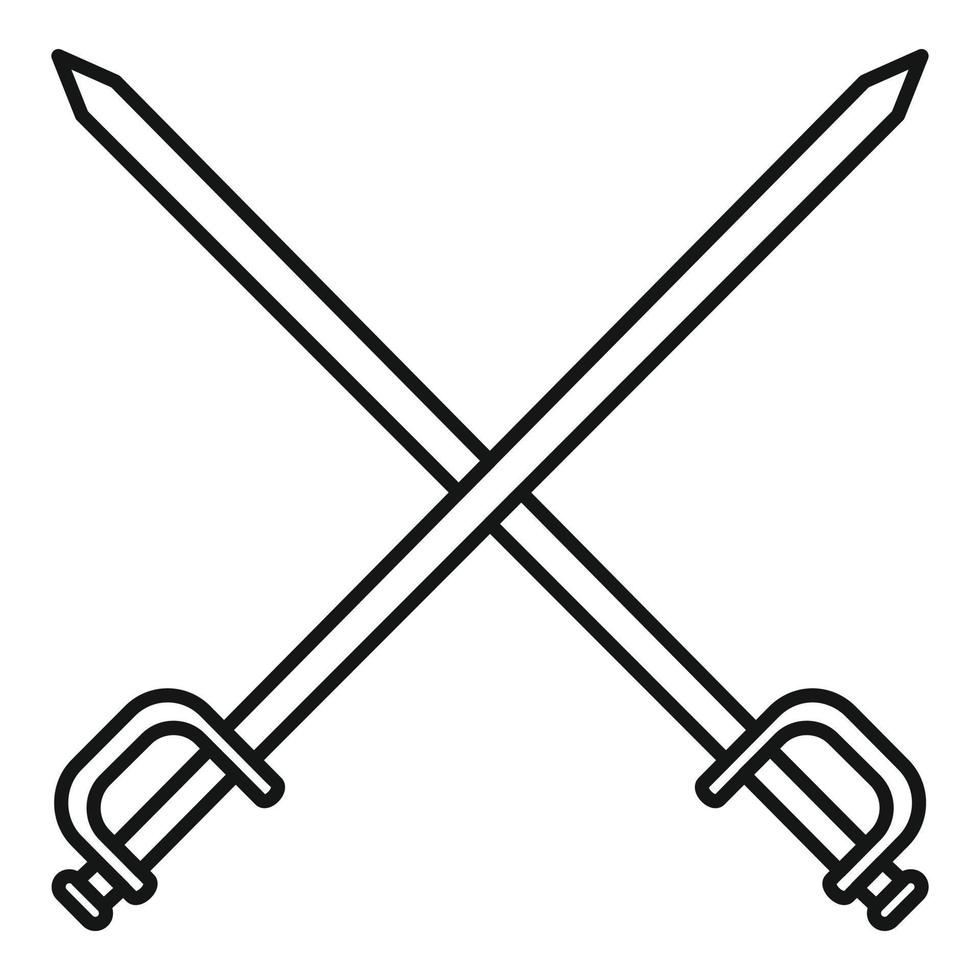 Crossed sword icon, outline style vector