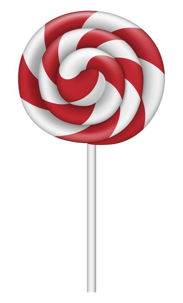 Red white lollipop icon, realistic style vector