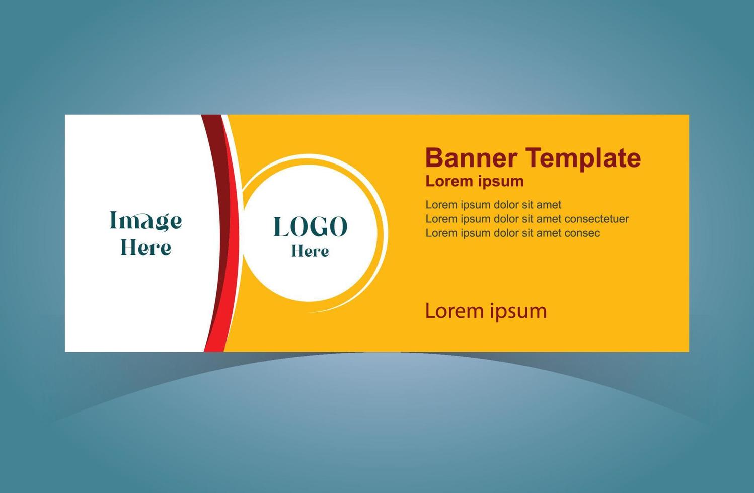 plantilla de diseño de banner web corporativo. banner web de encabezado horizontal. fondo de encabezado de portada de círculo amarillo geométrico moderno para diseño de sitio web, banner de anuncios de portada de redes sociales, volante, tarjeta de invitación. vector