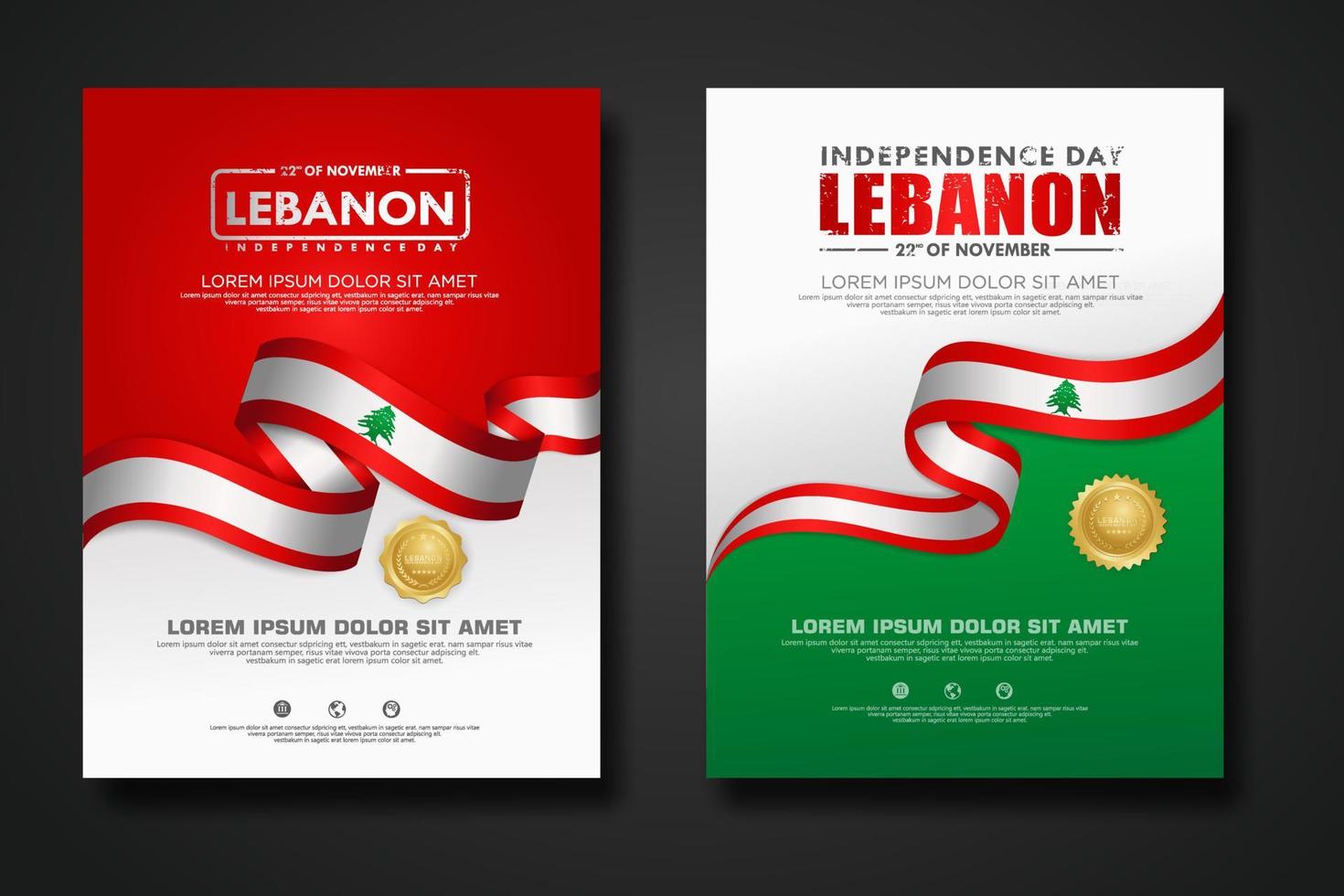 Set poster design Lebanon Independence day background template vector