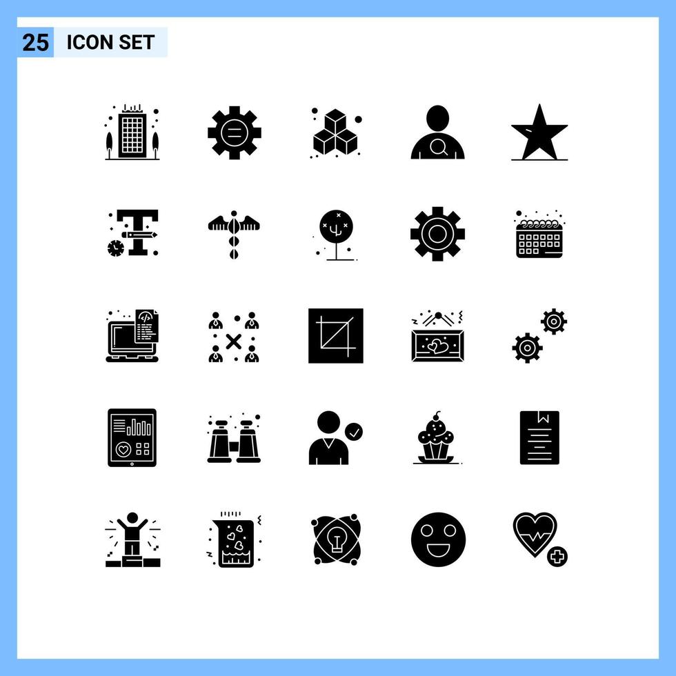 25 Universal Solid Glyph Signs Symbols of star nature box leaf user Editable Vector Design Elements
