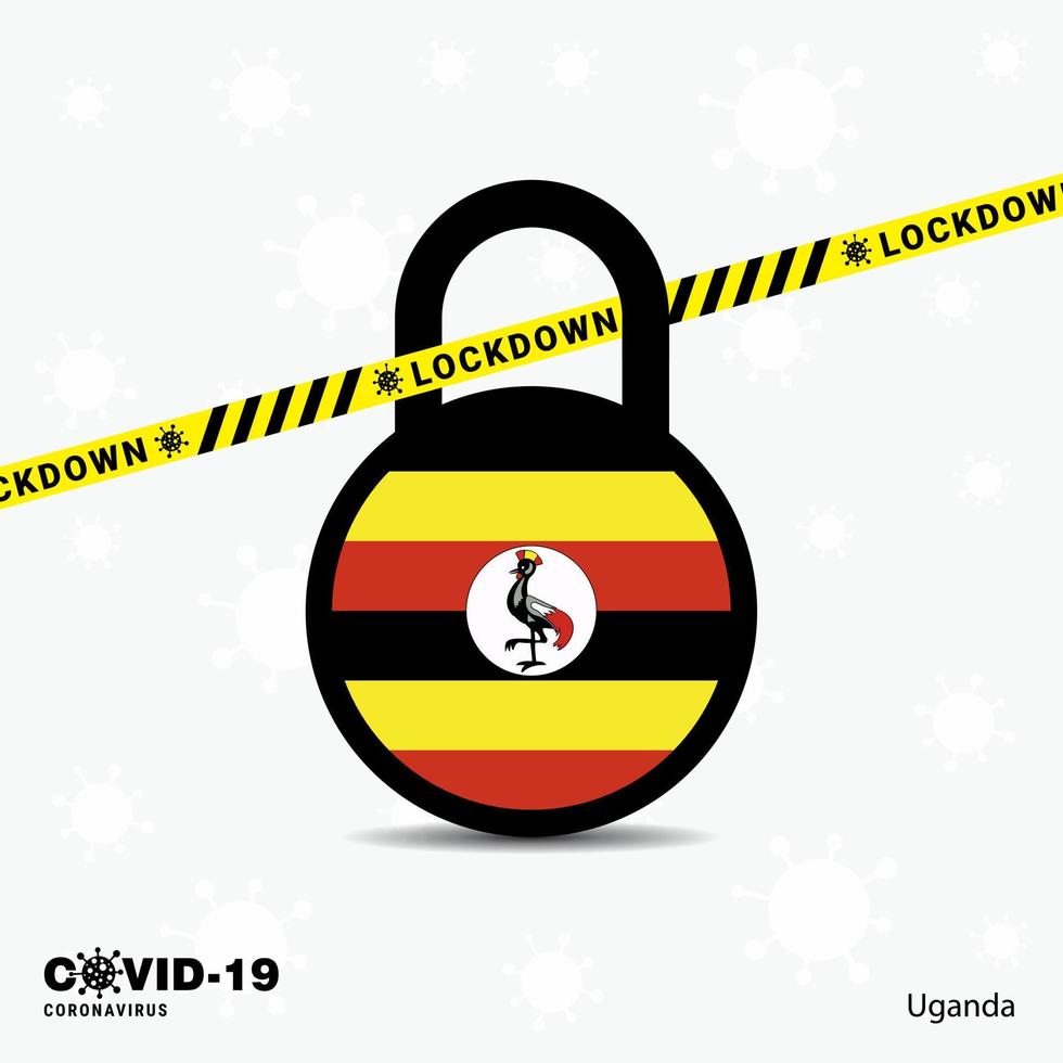 Uganda Lock DOwn Lock Coronavirus pandemic awareness Template COVID19 Lock Down Design vector