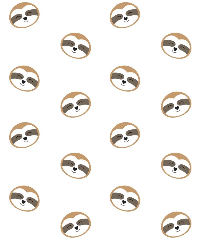 Vector seamless pattern of sloth face