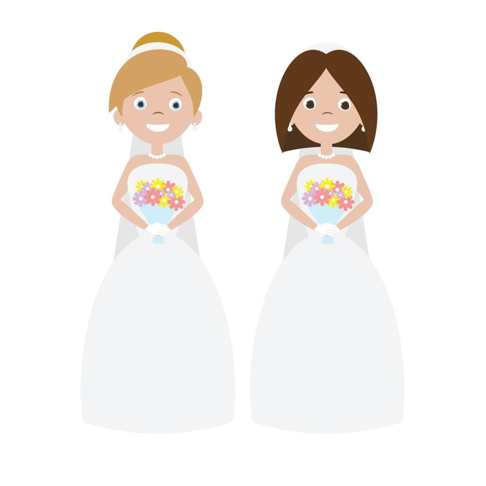 Two lesbian brides vector