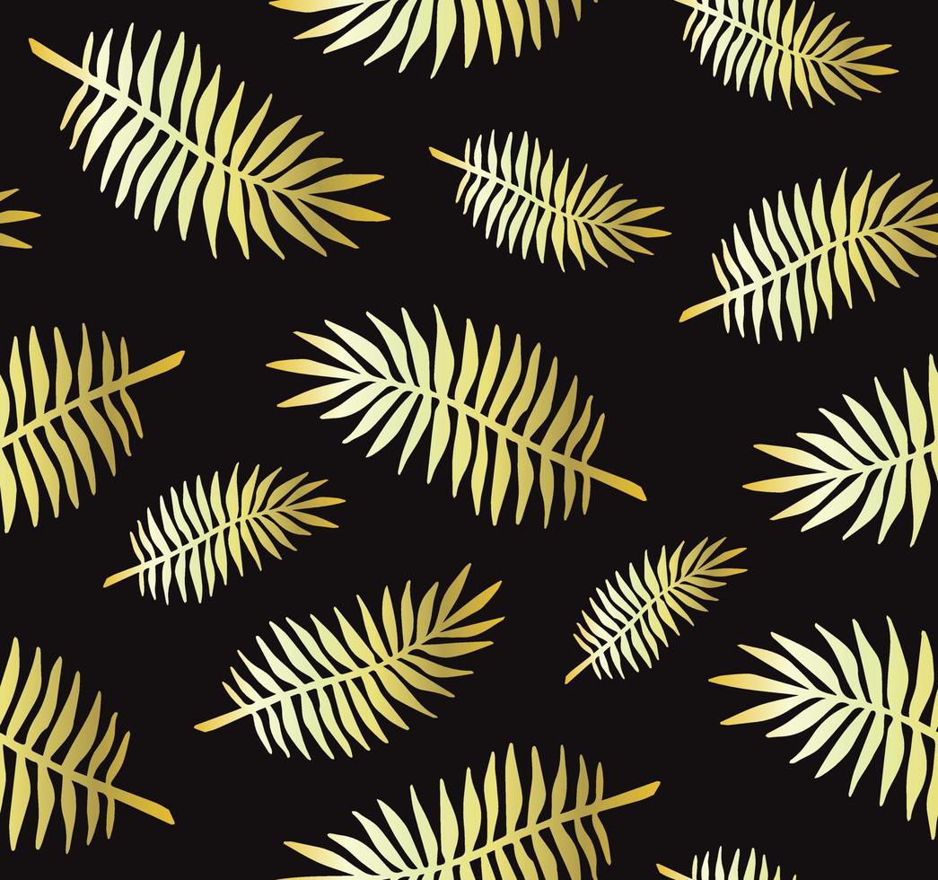 Vector seamless pattern of gold palm leaves