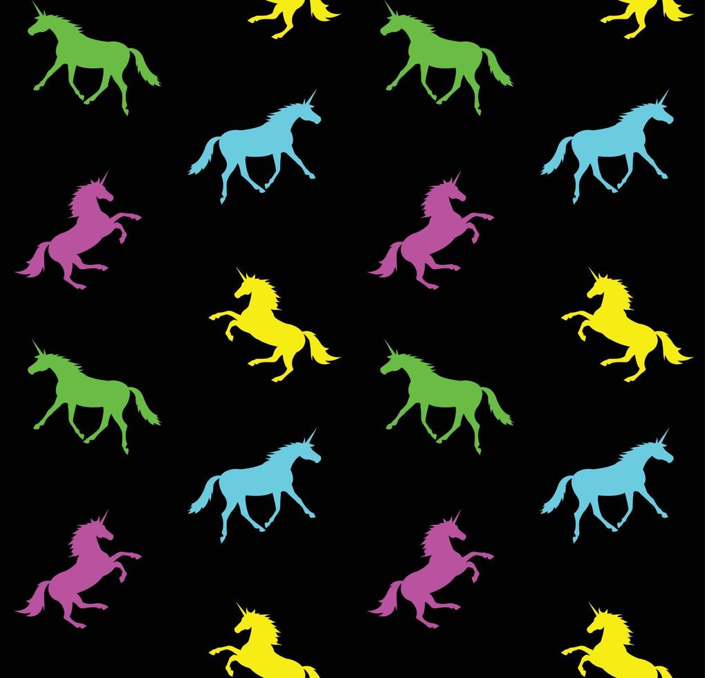Vector seamless pattern of unicorn silhouette