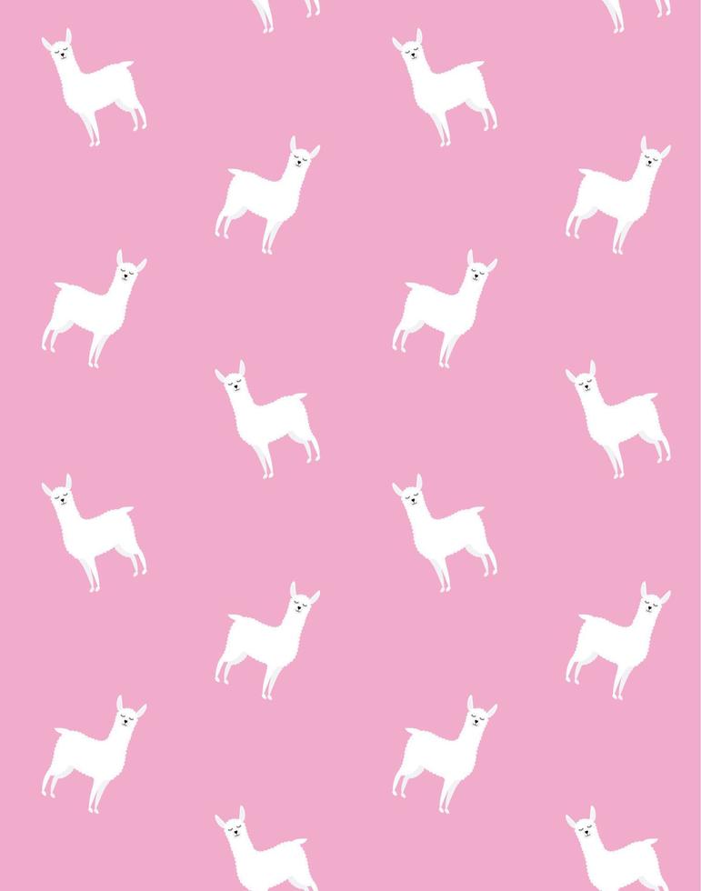 Vector seamless pattern of white hand drawn llama