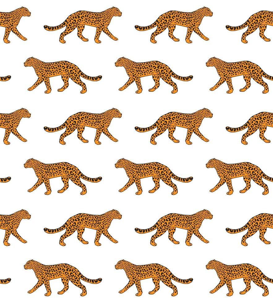 vector, seamless, patrón, de, plano, leopardo vector