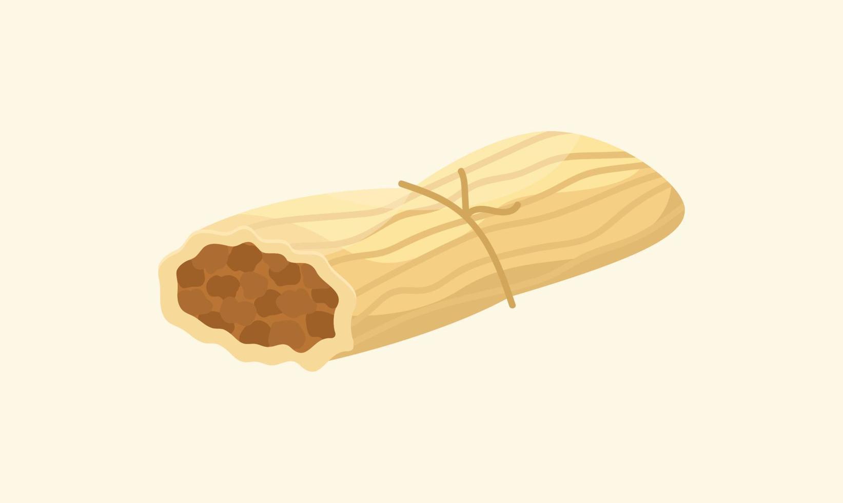 Vector illustration of a South American dish - tamales. Kitchen for New Year and Christmas. Flat style.