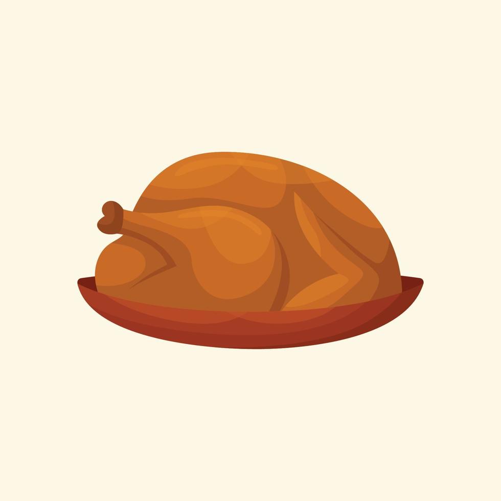 Vector illustration of an American dish - turkey. Kitchen for New Year and Christmas. Flat style.