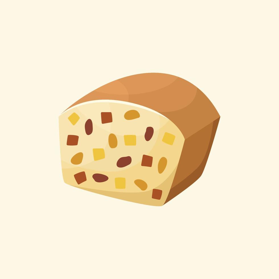 Vector illustration of an English dish - Christmas bread. Kitchen for New Year and Christmas. Flat style.