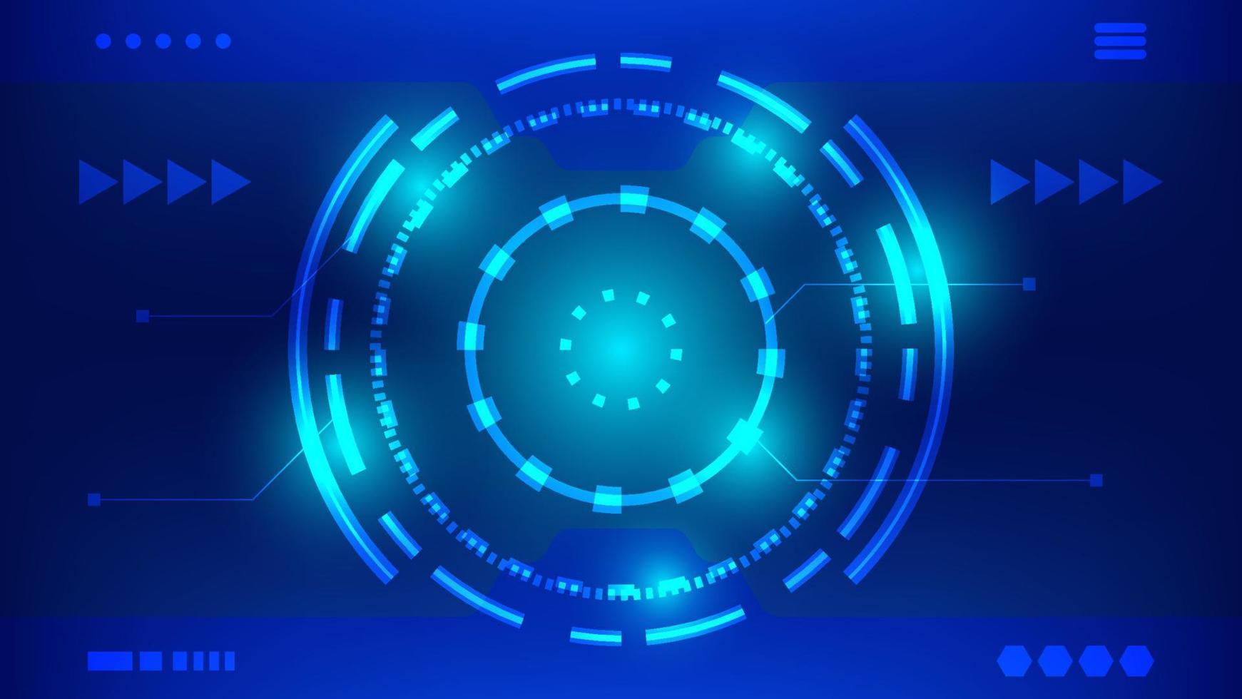 futuristic innovation technology background concept. virtual glowing blue light Hi tech HUD screen display vector