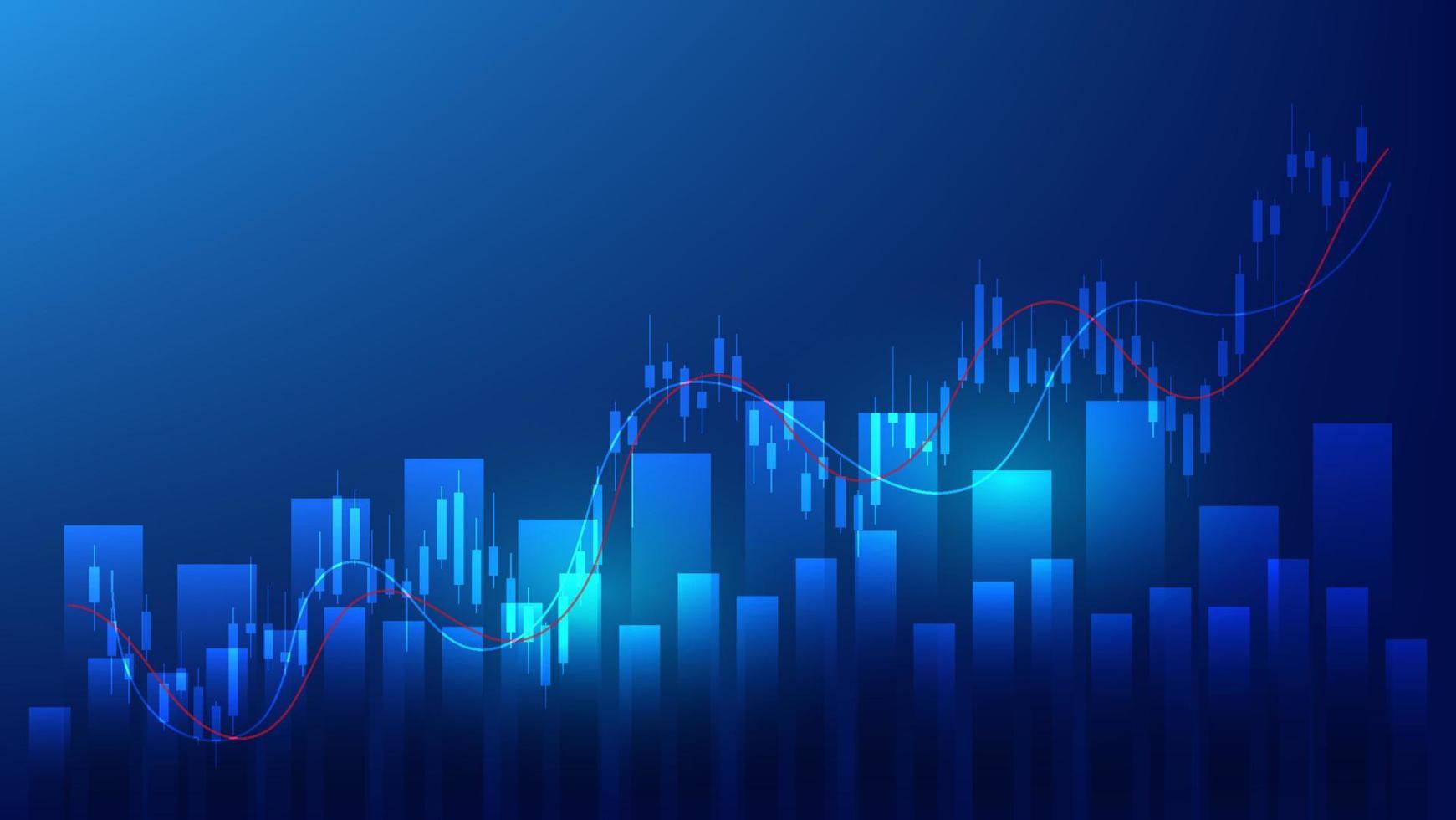 Economy and finance background. financial business statistics with candlesticks and bar chart vector