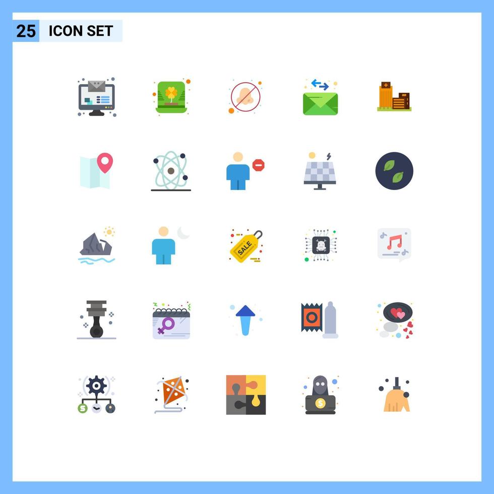Stock Vector Icon Pack of 25 Line Signs and Symbols for real building breathe message envelope Editable Vector Design Elements