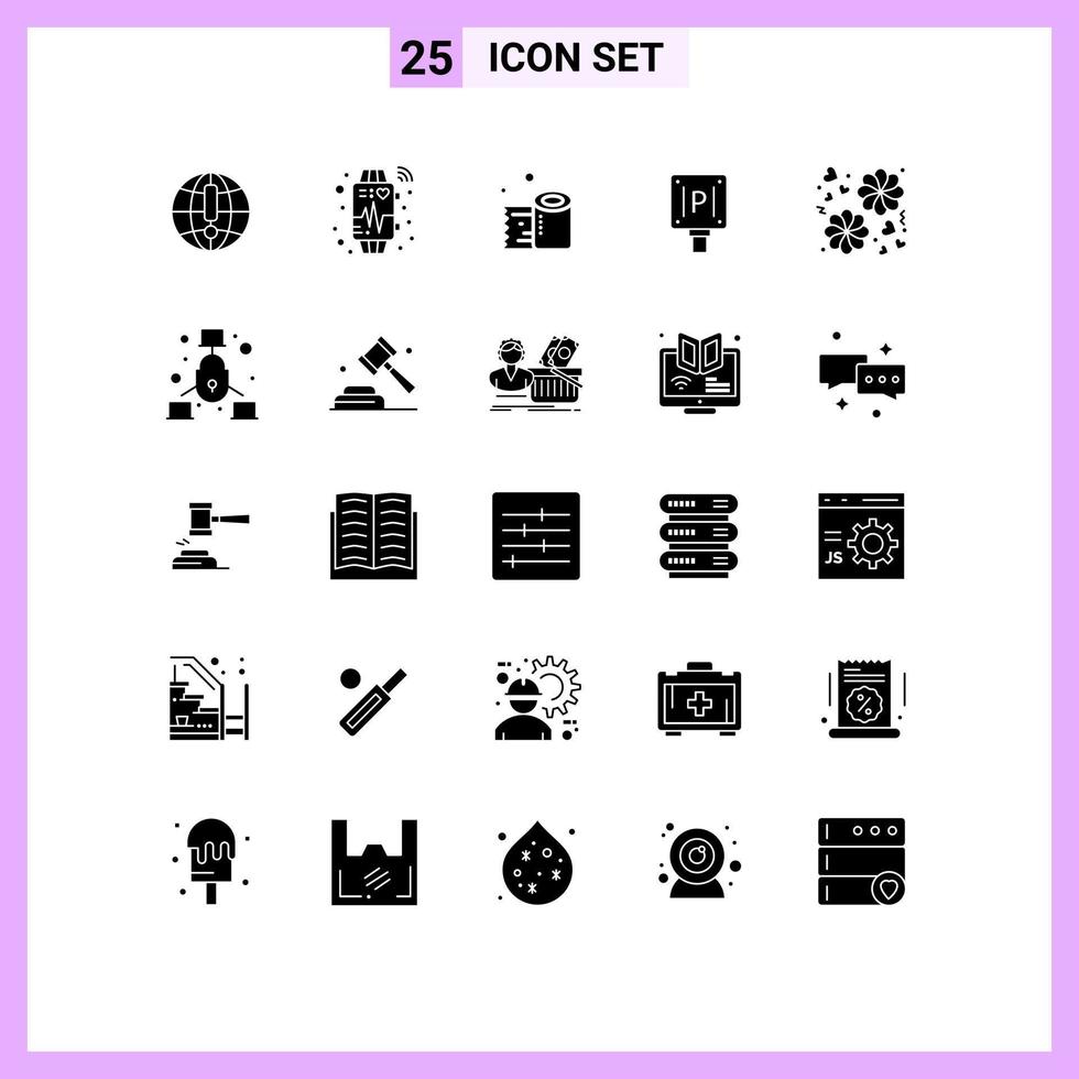 paquete de iconos de vector de stock de 25 signos y símbolos de línea para regalo limpieza de hotel letrero de papel estacionamiento elementos de diseño de vector editables