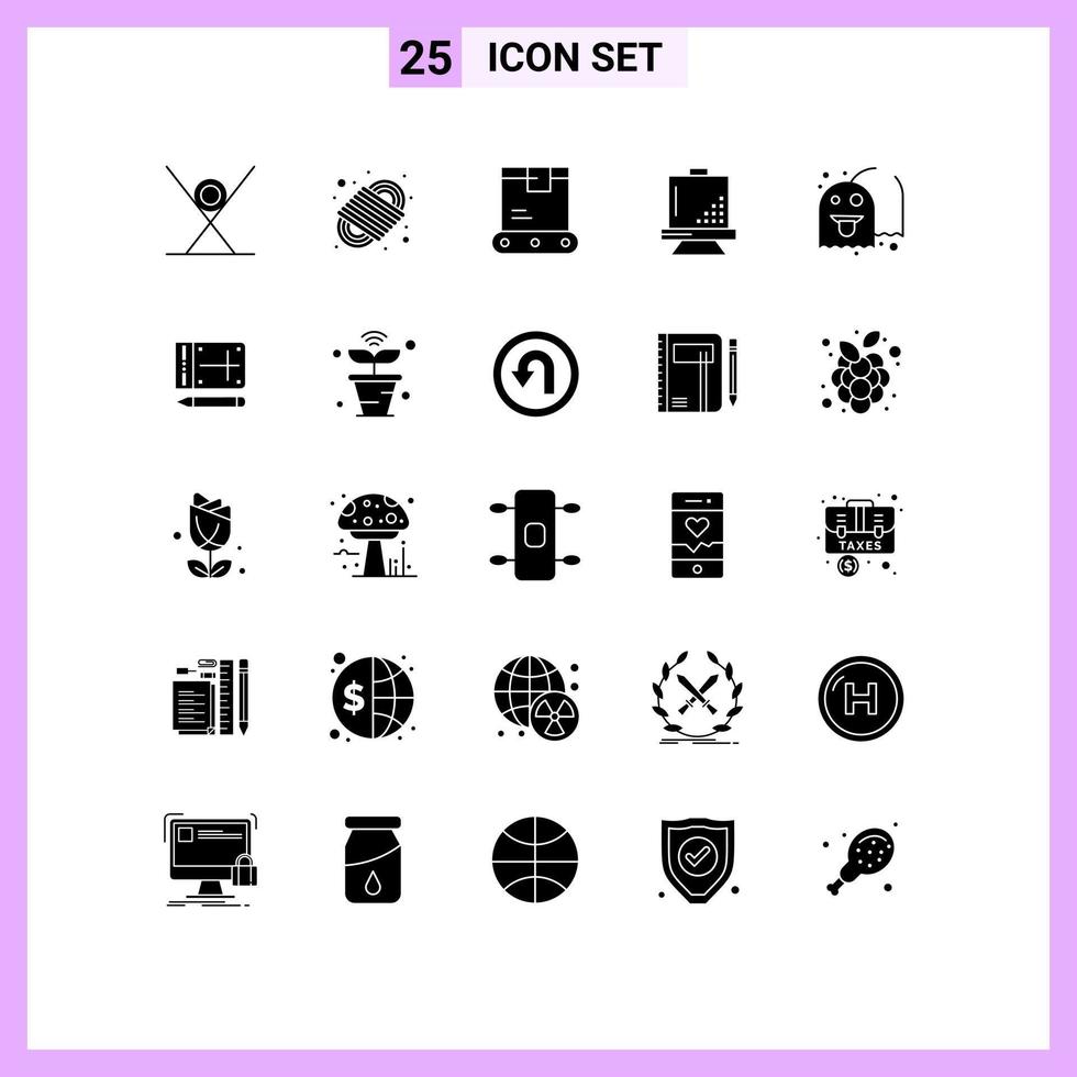 User Interface Pack of 25 Basic Solid Glyphs of paint design rope coding shipping Editable Vector Design Elements
