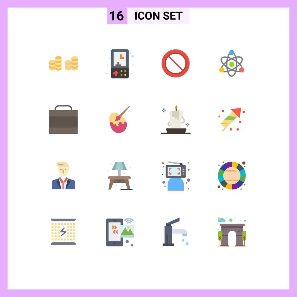 16 User Interface Flat Color Pack of modern Signs and Symbols of brush dollars ban case educate Editable Pack of Creative Vector Design Elements