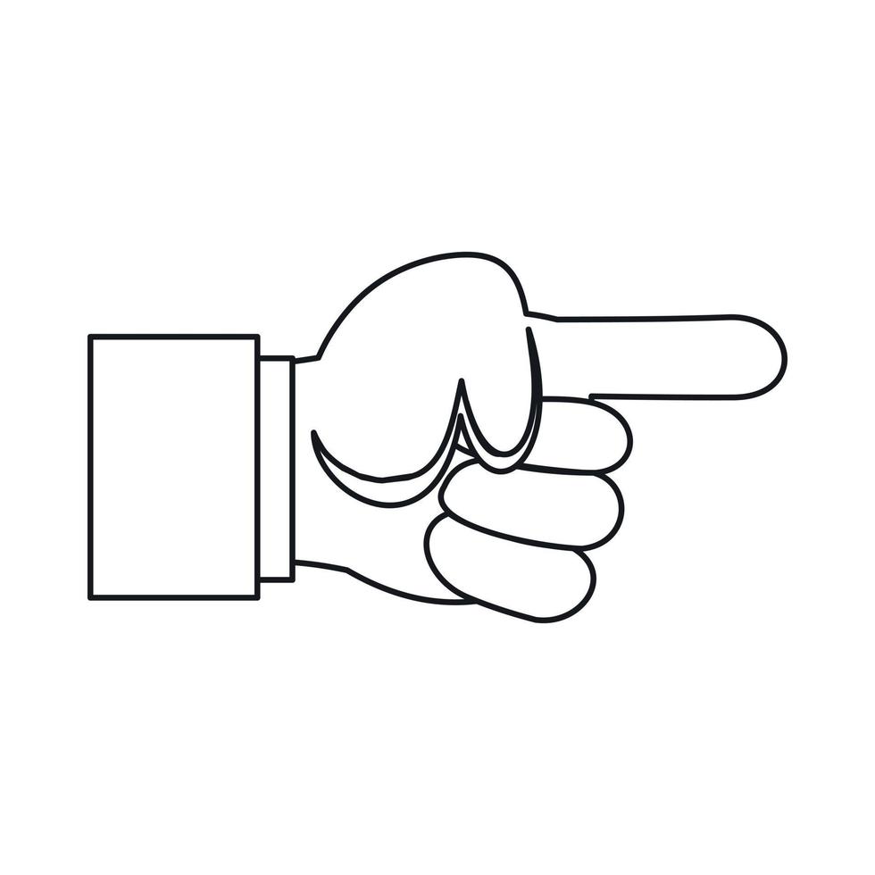 Pointing hand gesture icon, outline style vector