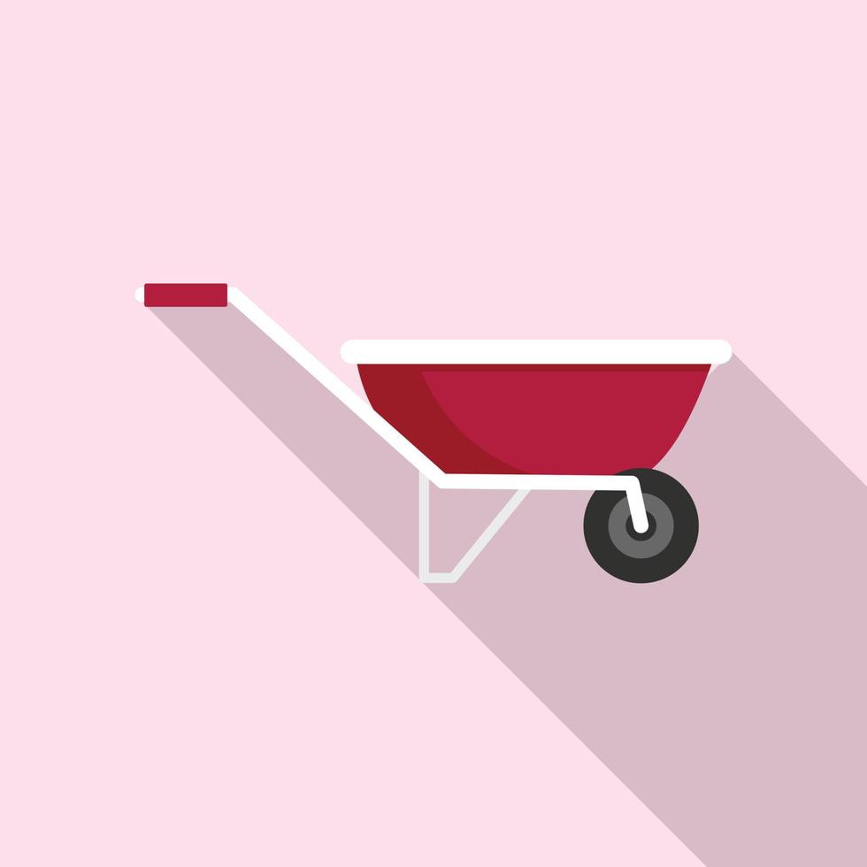 One wheel barrow icon, flat style vector