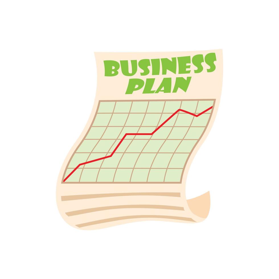 Business plan icon, cartoon style vector
