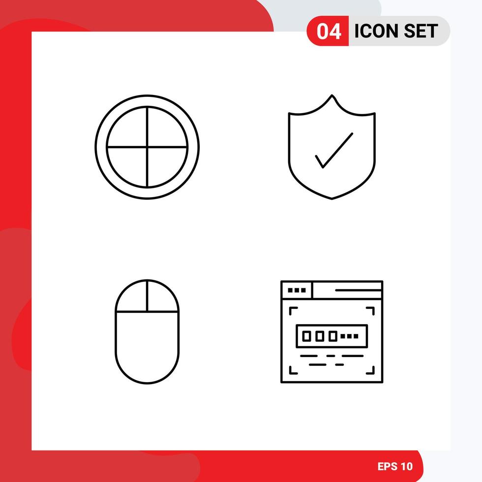 Mobile Interface Line Set of 4 Pictograms of army mouse soldier protection coder Editable Vector Design Elements