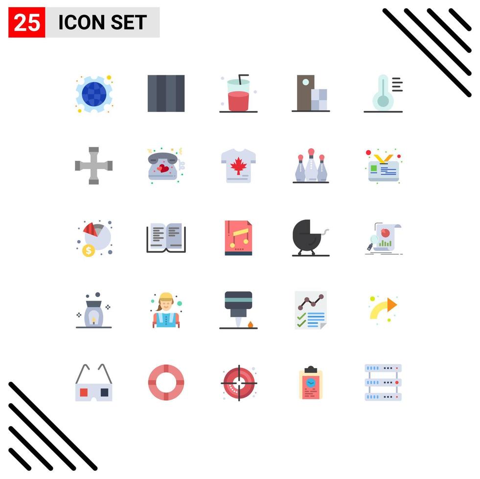 25 Universal Flat Color Signs Symbols of tools medical drink structure clock Editable Vector Design Elements