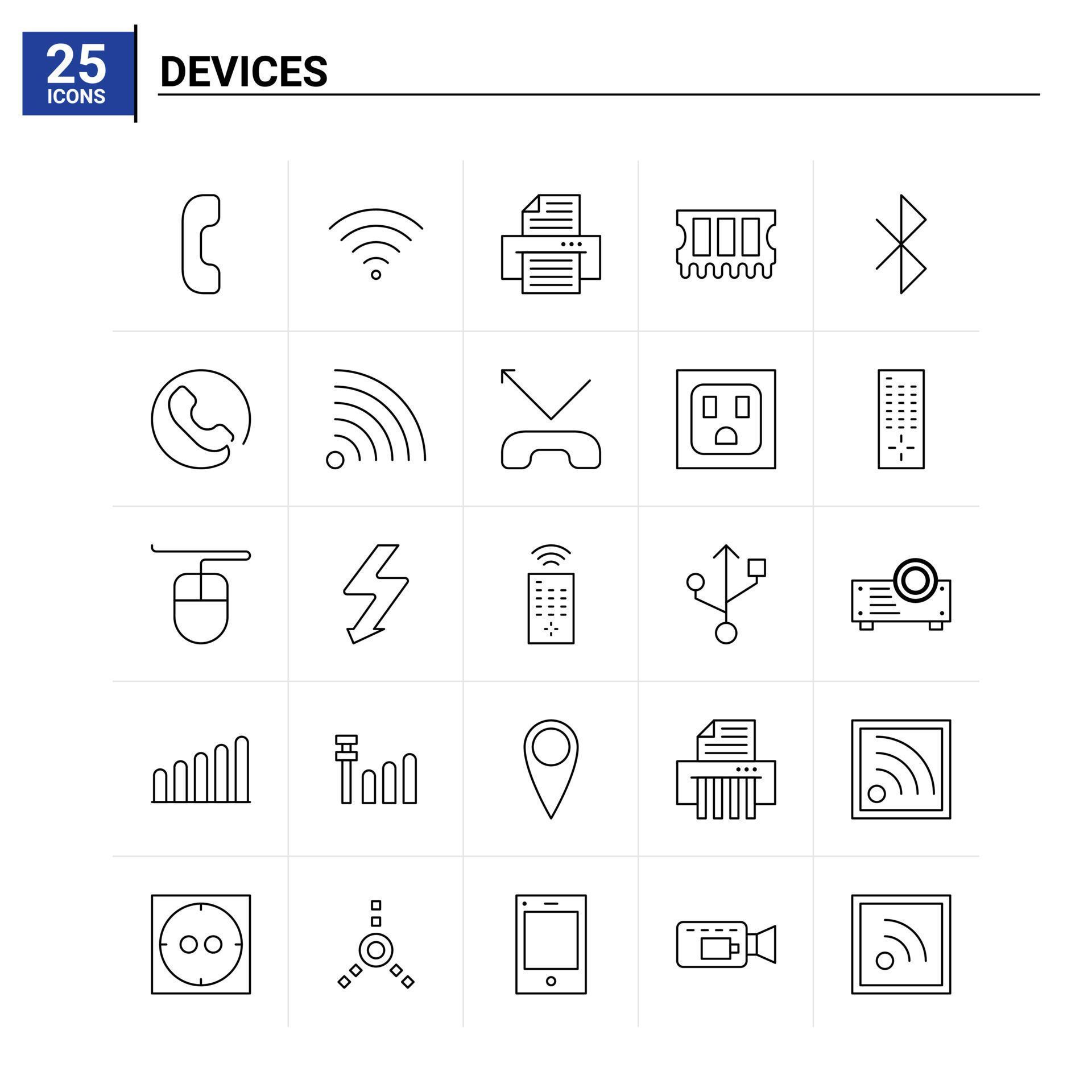 25 Devices icon set vector background 14462379 Vector Art at Vecteezy
