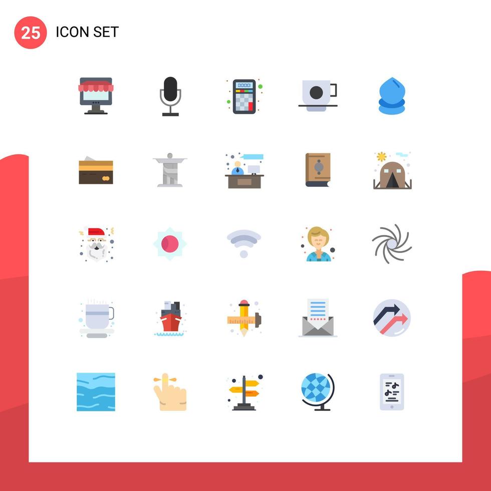 Set of 25 Modern UI Icons Symbols Signs for finance coffee microphone business math Editable Vector Design Elements