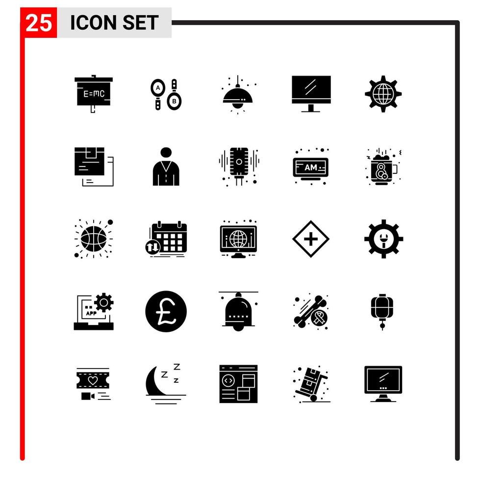 Set of 25 Modern UI Icons Symbols Signs for globe school computing education light Editable Vector Design Elements