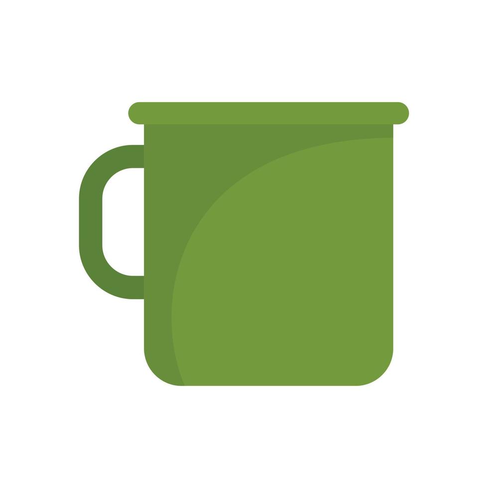 icono de taza de metal para acampar, estilo plano vector