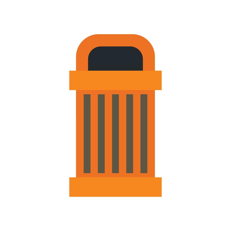 Orange outdoor bin icon, flat style vector