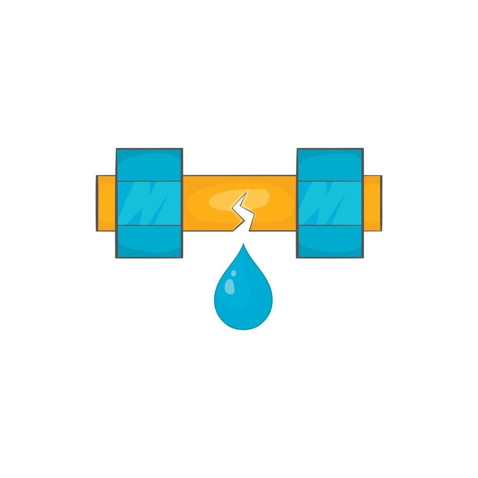Dripping water pipe icon, cartoon style vector