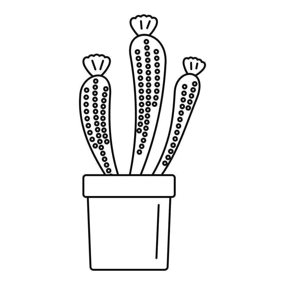 icono de cactus de flores, estilo de esquema vector