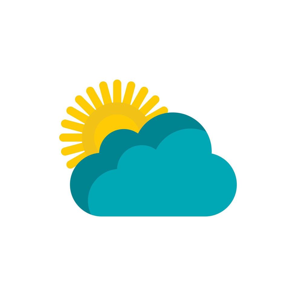 Sun and clouds icon, flat style vector
