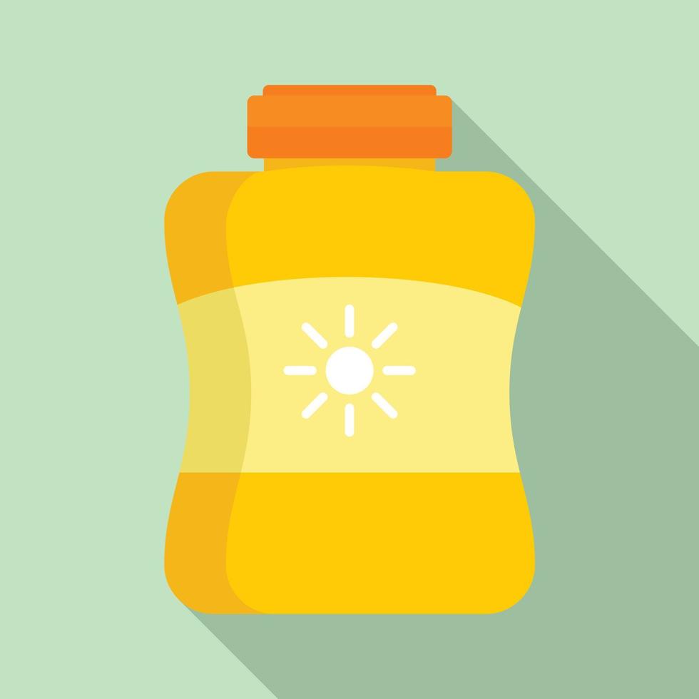 Sun protection cream jar icon, flat style vector
