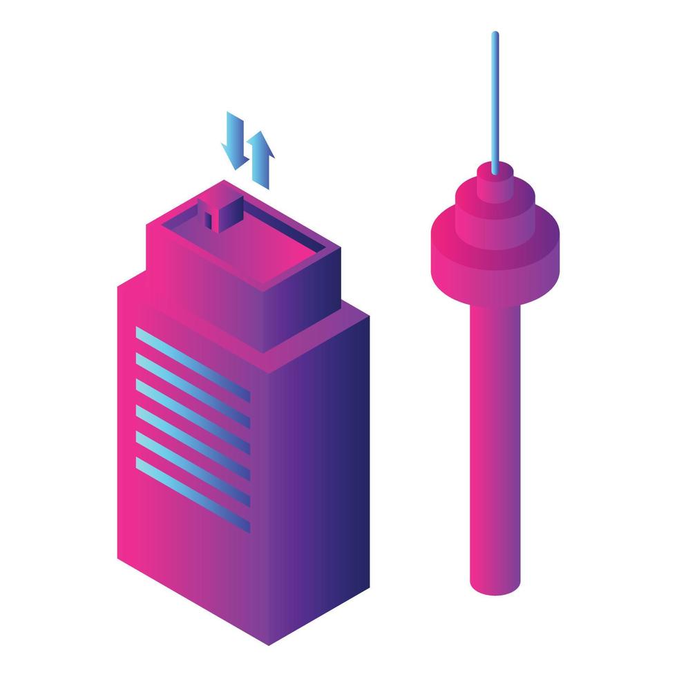 Airport building icon, isometric style vector