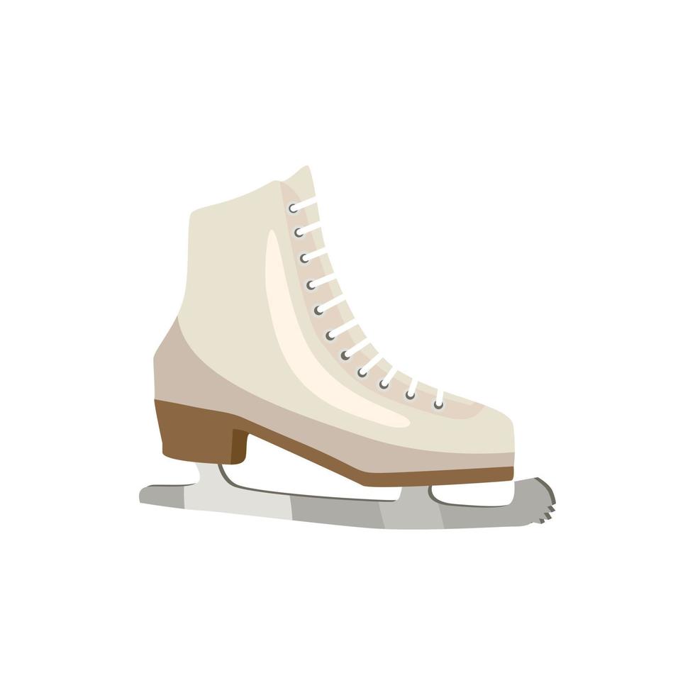 White figure skates icon, cartoon style vector