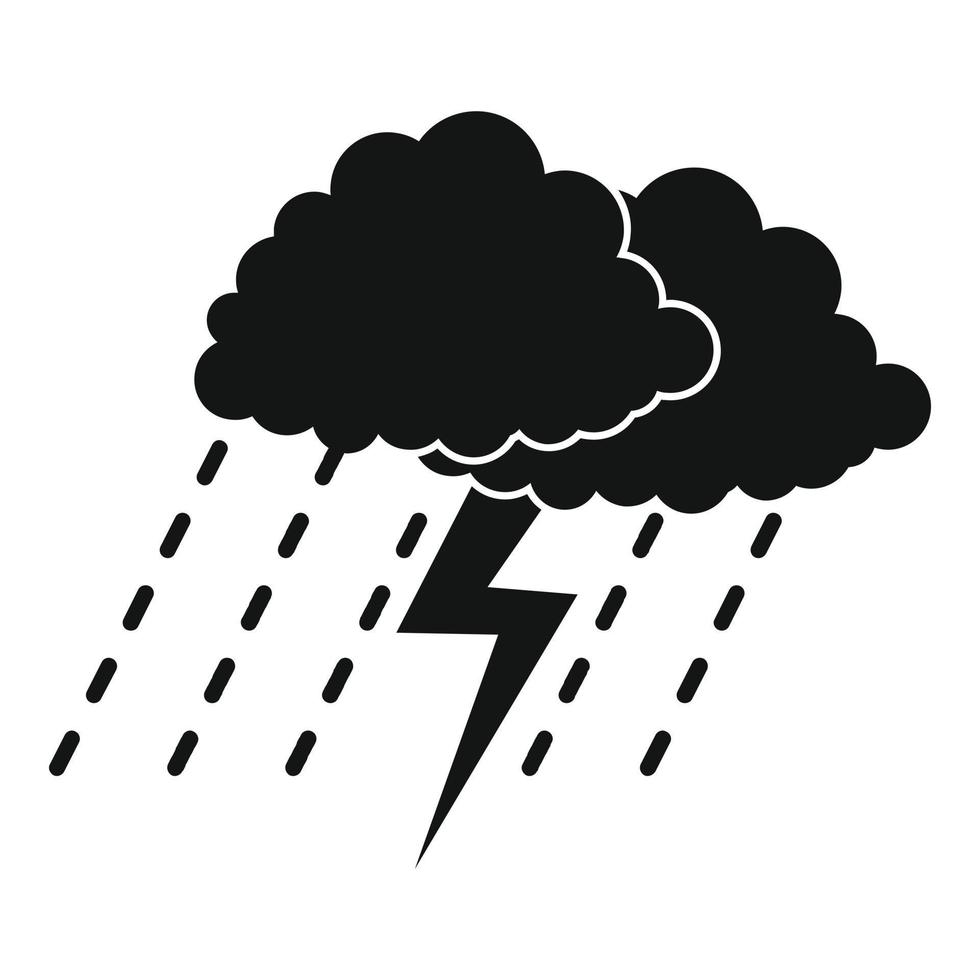 Cloud thunder icon, simple black style vector