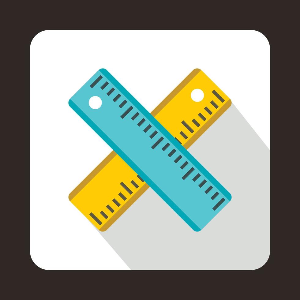 Two crossed rulers icon, flat style vector