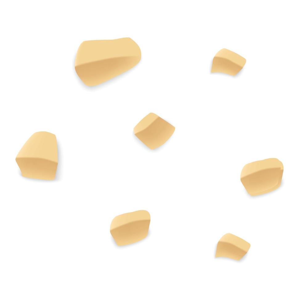 Small pieces of peanut icon, realistic style vector
