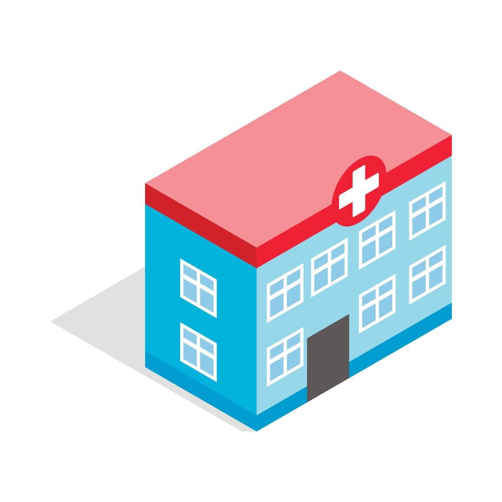 Hospital building icon, isometric 3d style vector