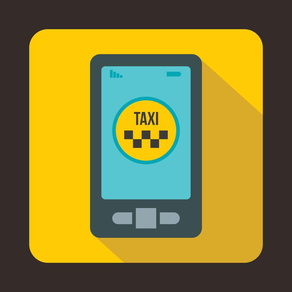 Taxi app in phone icon, flat style vector